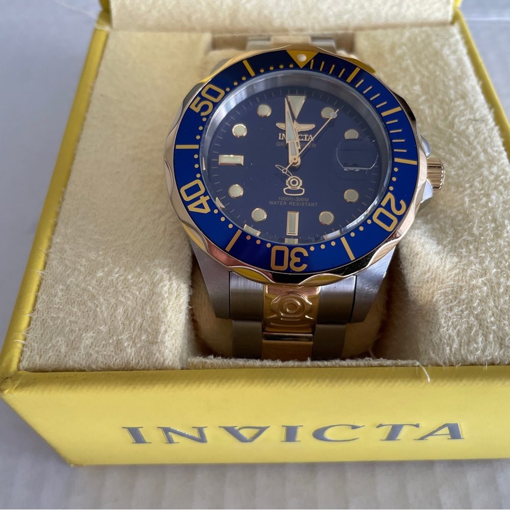 Invicta Gold and Blue Men's Grand Diver Watch